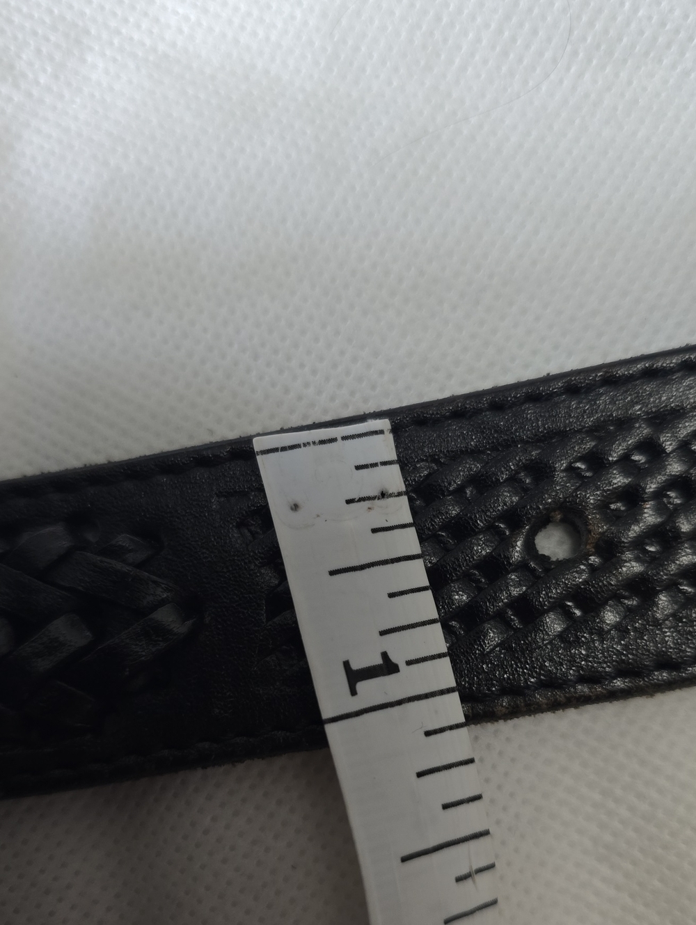 CMexico Made Black Leather Belt Partly Braded w/ Gold Floral Western Buckle 32 - Picture 5 of 9